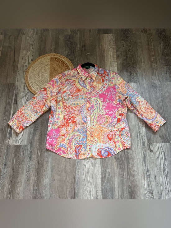 Lauren Ralph Lauren Tops - LAUREN RALPH LAUREN Paisley Print Button Down 3/4 Sleeve Womens Shirt